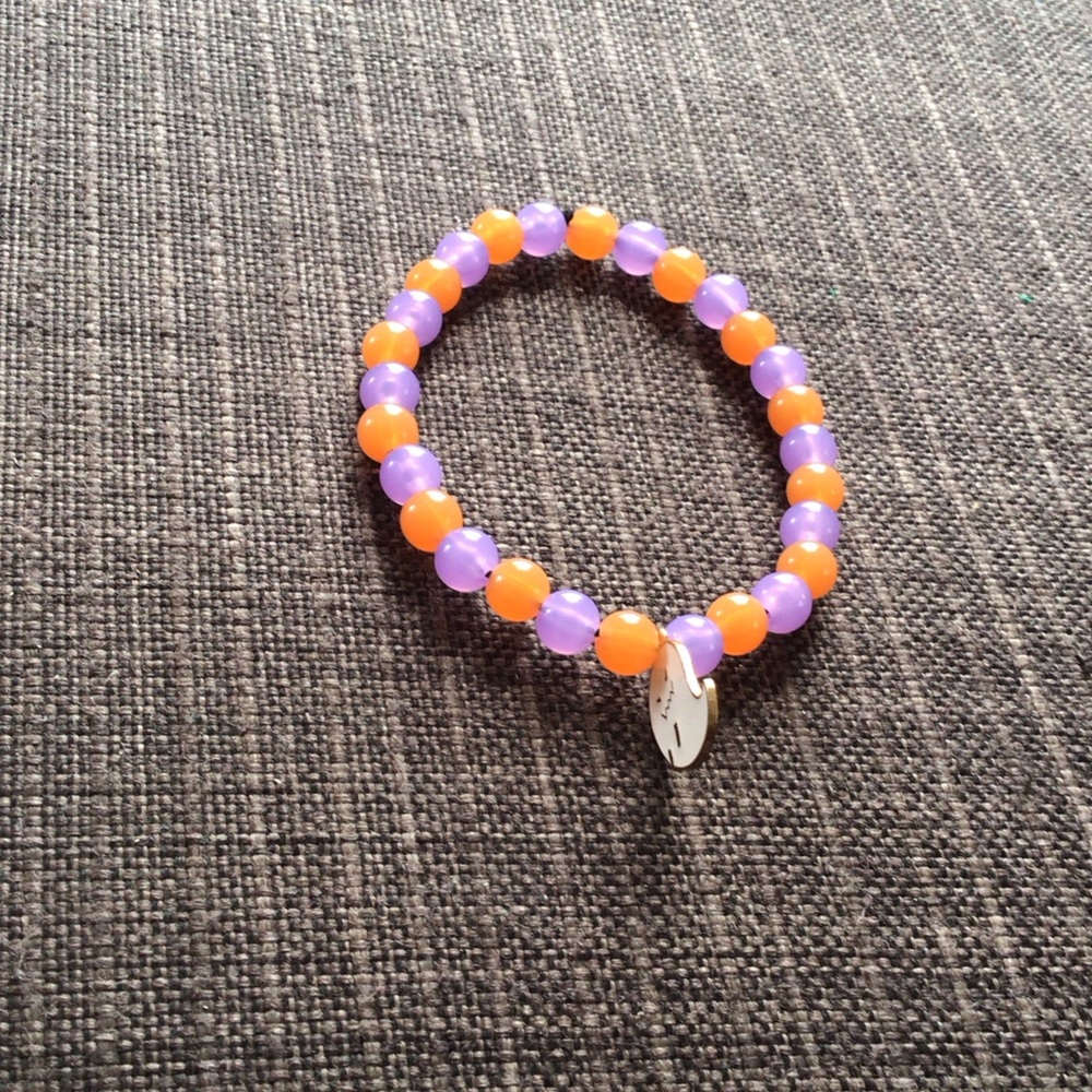 Purple and Orange Beaded Bracelet